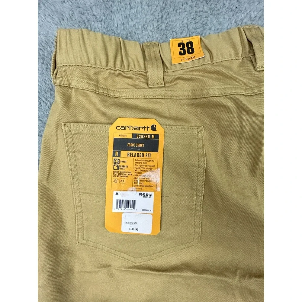 Carhartt Men's Force Relaxed Fit Work Shorts Size 38 Beige 9